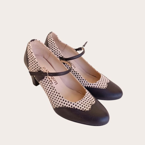 Despina Andrioti Handmade Leather Pumps New, Size 38.5, Black Polka Dot