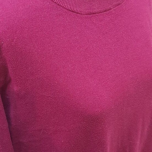 Vintage women's knitted blouse with short sleeves, cyclamen, used