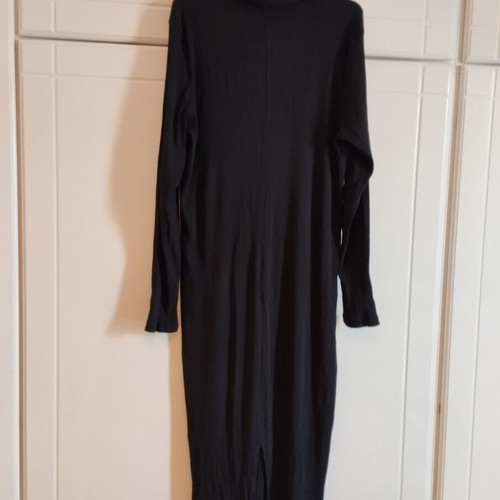Black Ribbed Maxi Dress used with Polo Style Collar