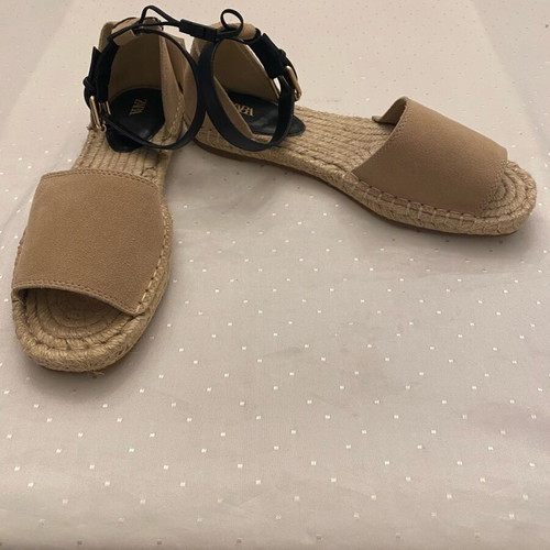 Zara leather flat sandals new, black and beige