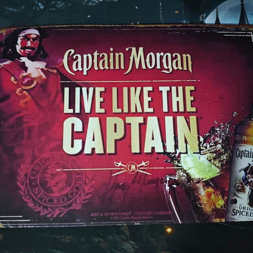 Captain Morgan metal sign “Live Like The Captain” like new