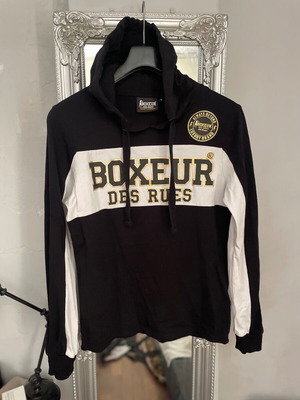 Boxeur des Rues hoodie t-shirt, black white gold, medium
