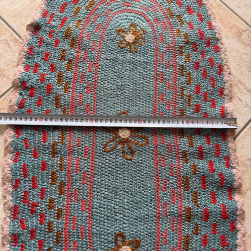 Handmade knitted rug used