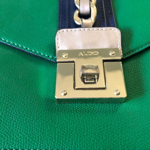 Aldo crossbody bag used green with blue and gold chain