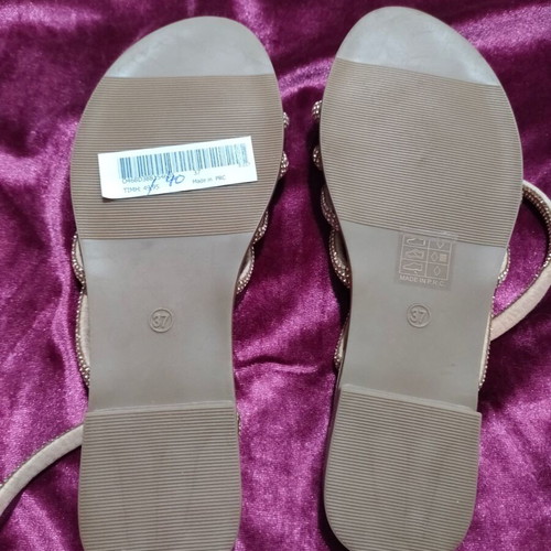 Seven sandals with strass, new, beige and gold