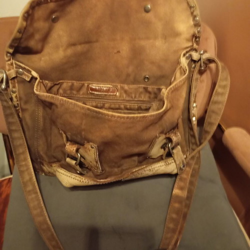 Reeplay women's crossbody bag like new, leather and thick fabric, brown