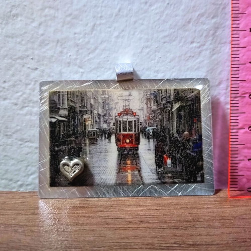 Handmade London Scene Pendant for Neck, like new, silver