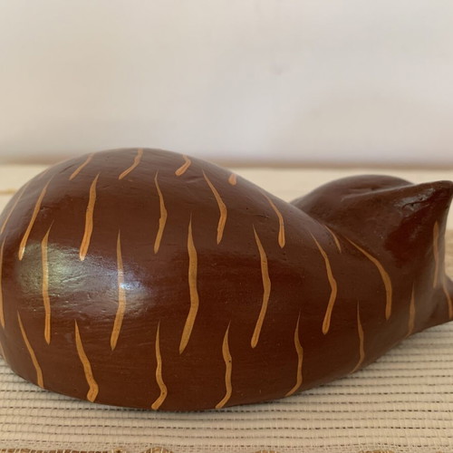 Wooden Handmade Sleeping Cat Figurine