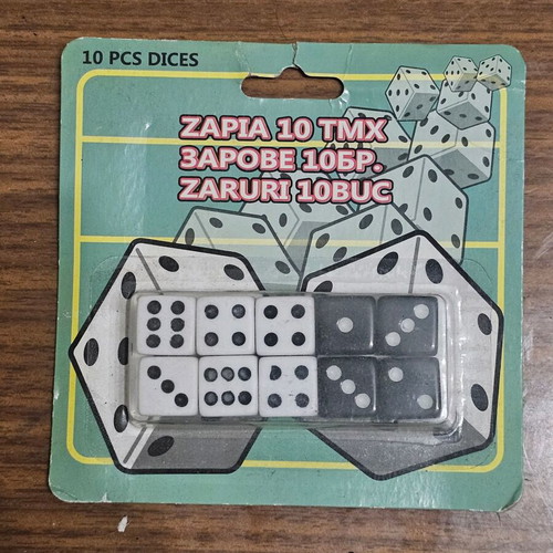 Dice set new, pack of 10, 6 white and 4 black