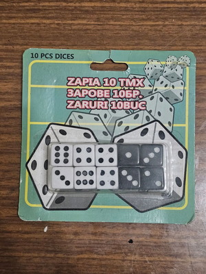 Dice set new, pack of 10, 6 white and 4 black