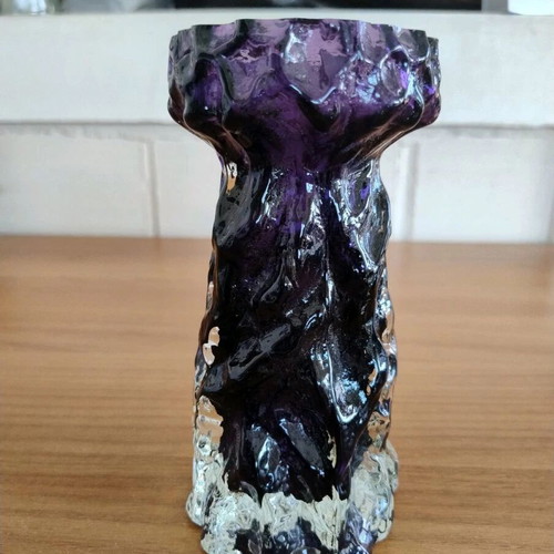 Vintage glass vase with amethyst color, West Germany 1970s, like new