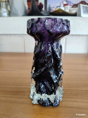 Vintage glass vase with amethyst color, West Germany 1970s, like new
