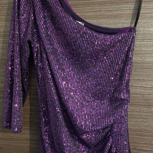 Midi dress Be You one shoulder used, purple with sequins, size S