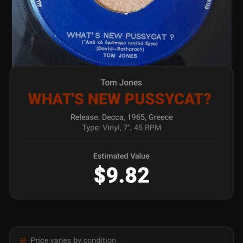 Tom Jones What's New Pussycat? & With These Hands Decca 45rpm vinyl