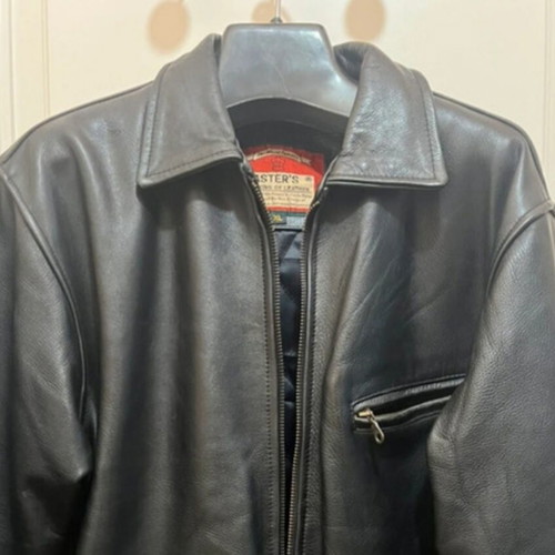 Master's men's leather jacket, size XL, brown