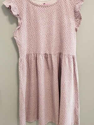 Καλοκαιρινό αμάνικο φόρεμα H&M μωβ ανοιχτό με σχέδιο καρδιές μεταχειρισμένο, μέγεθος 134/140 cm