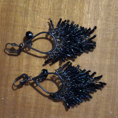 Chandelier tassel earrings like new, black boho gothic design