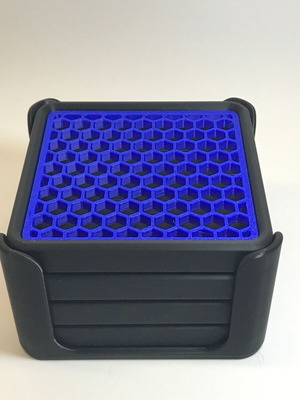 Set of 4 double geometric 3D printed coasters black matte, new