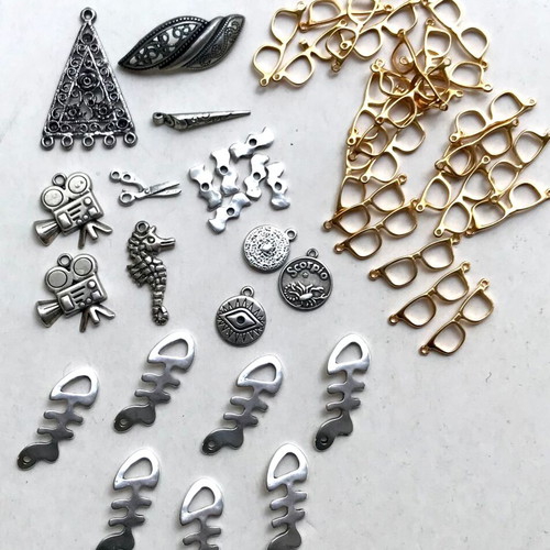 Metal jewelry elements silver and gold tone pack of 50 like new