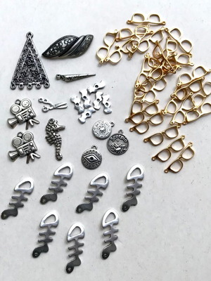 Metal jewelry elements silver and gold tone pack of 50 like new