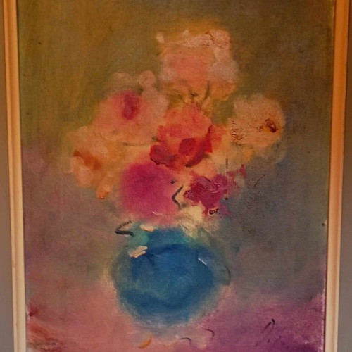 Oil painting on canvas flowers by Doris 1896-1987 like new
