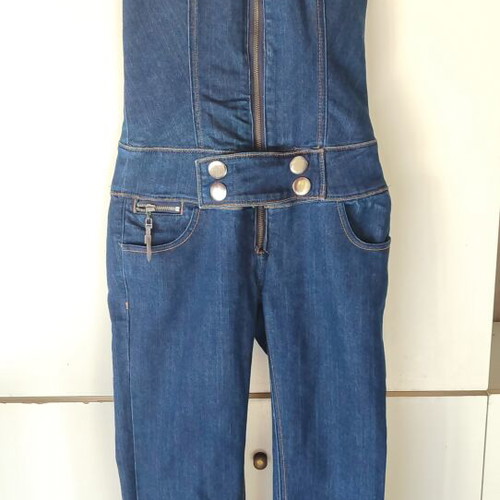 Denim jumpsuit like new, size S, blue, open back