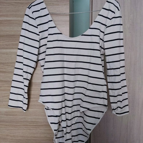 Striped black and white bodysuit used, size L, H&M