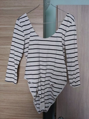 Striped black and white bodysuit used, size L, H&M
