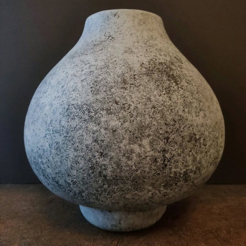 Handmade modern vase with sandy texture in gray shades new