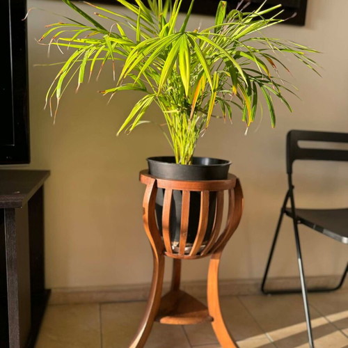 Ξύλινη ανθοστήλη teak μεταχειρισμένη με σχεδιασμό καλάθι