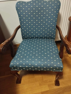 Walnut chair used with carved arms and legs