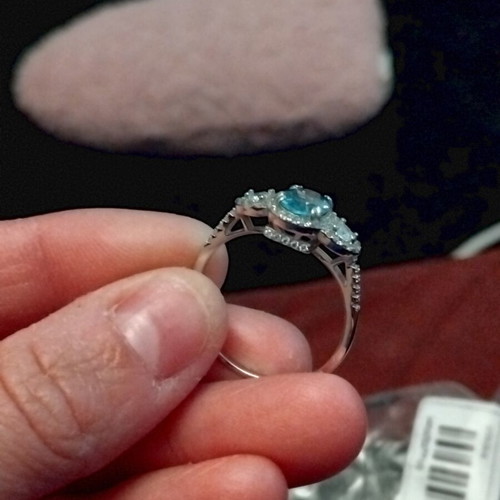 Sky Blue Zirconia Silver Ring Size 9 New