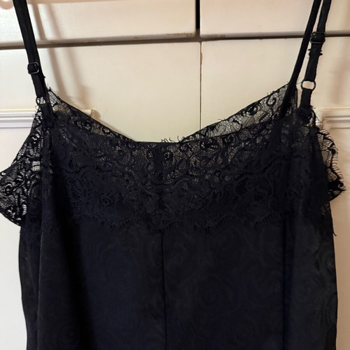 MINKPINK Black Satin Embossed One-Piece Shorts Like New With Lace Size S