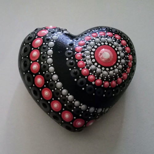 Decorative mandala heart handmade, gypsum, hand-painted