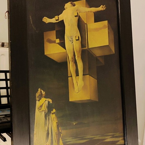 Vintage art print Corpus Hyprcubus by Salvador Dali used