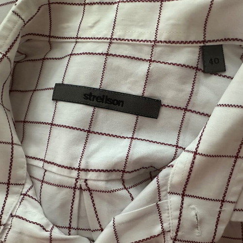 Strellson men's shirt M white with burgundy stripes like new
