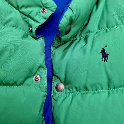 Ralph Lauren down reversible vest size 8 like new, blue and green