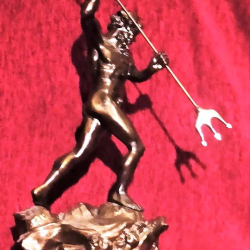 Antique Poseidon with Trident bronze like new