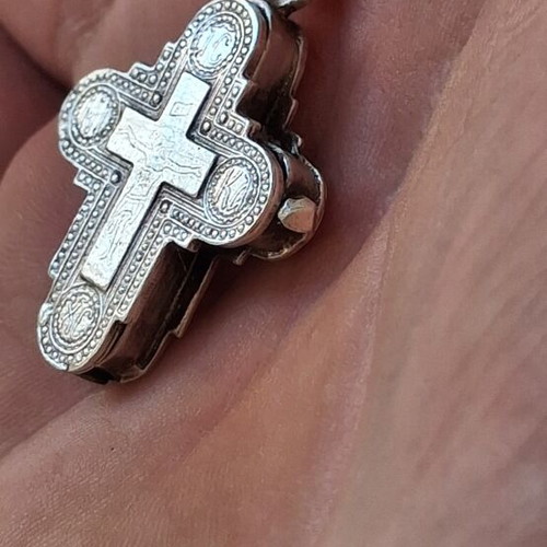 Silver Christian amulet pendant, Greek made, vintage