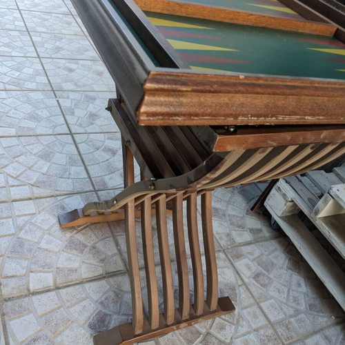 Savonarola game table used, wooden, foldable base
