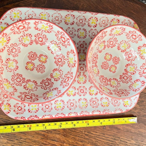 Hoff Interieur serving set like new, tray and 2 bowls boho style