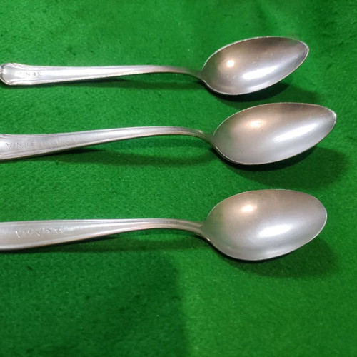 Xenia 1968 soup spoons used, Nissiotis Rostfrei & Afentakis Rostfrei, set of 3