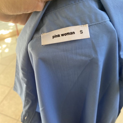 Pink Woman Blue Elastic Shirt New Size S