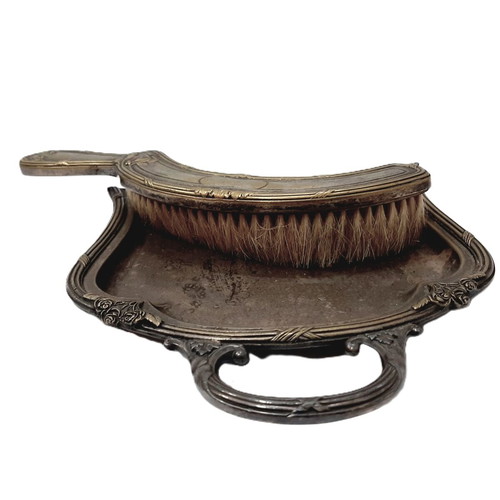 Antique bronze hand brush and dustpan set