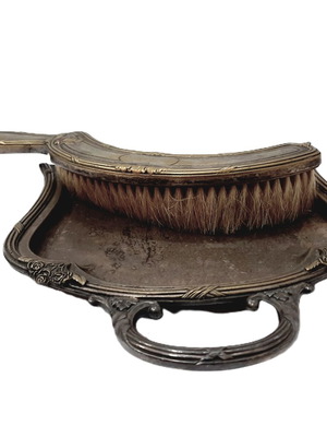 Antique bronze hand brush and dustpan set