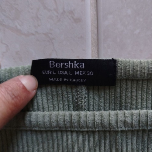 Bershka dress with white shirt gift like new, soft green, length 80cm