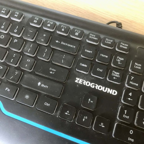 Zeroground keyboard used, wired with USB