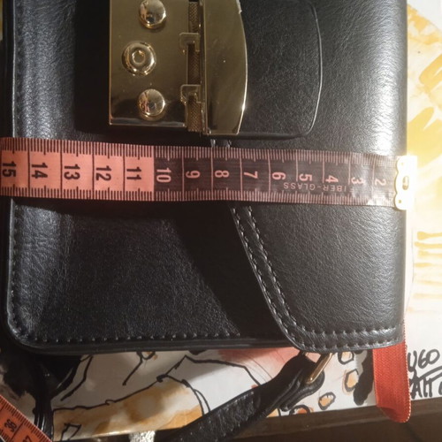 Puccini leather women's crossbody bag new, black with gold details