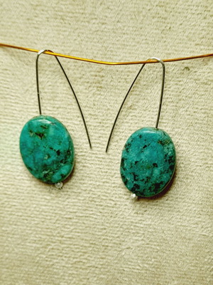 Handmade Silver Earrings 925 with Semi-Precious Stones turquoise green