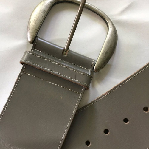Leather gray big belt like new, 95cm wide buckle